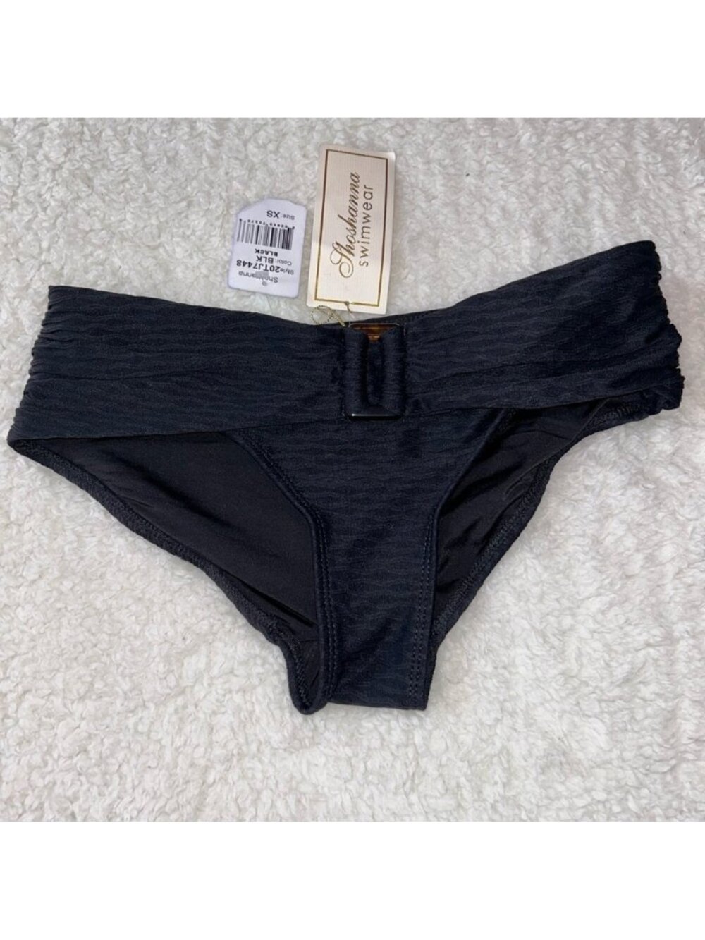 Shoshanna Black Textured Bikini Swim Bottoms XS NWT